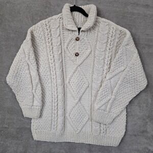 Fisherman Cable Knit Wool Sweater El Gringo Ecuador Artisan Chunky NO SIZE TAG